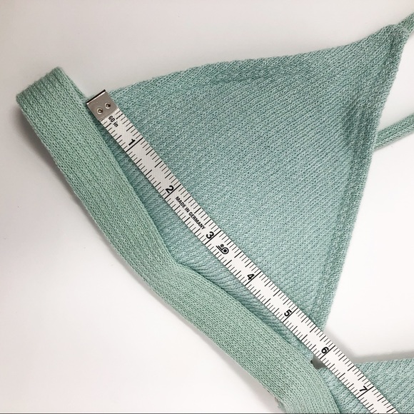 Green Ribbed Knit Bikini | Triangle, High Waisted - Picture 13 of 14